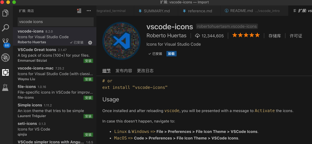 已安装插件vscode-icons