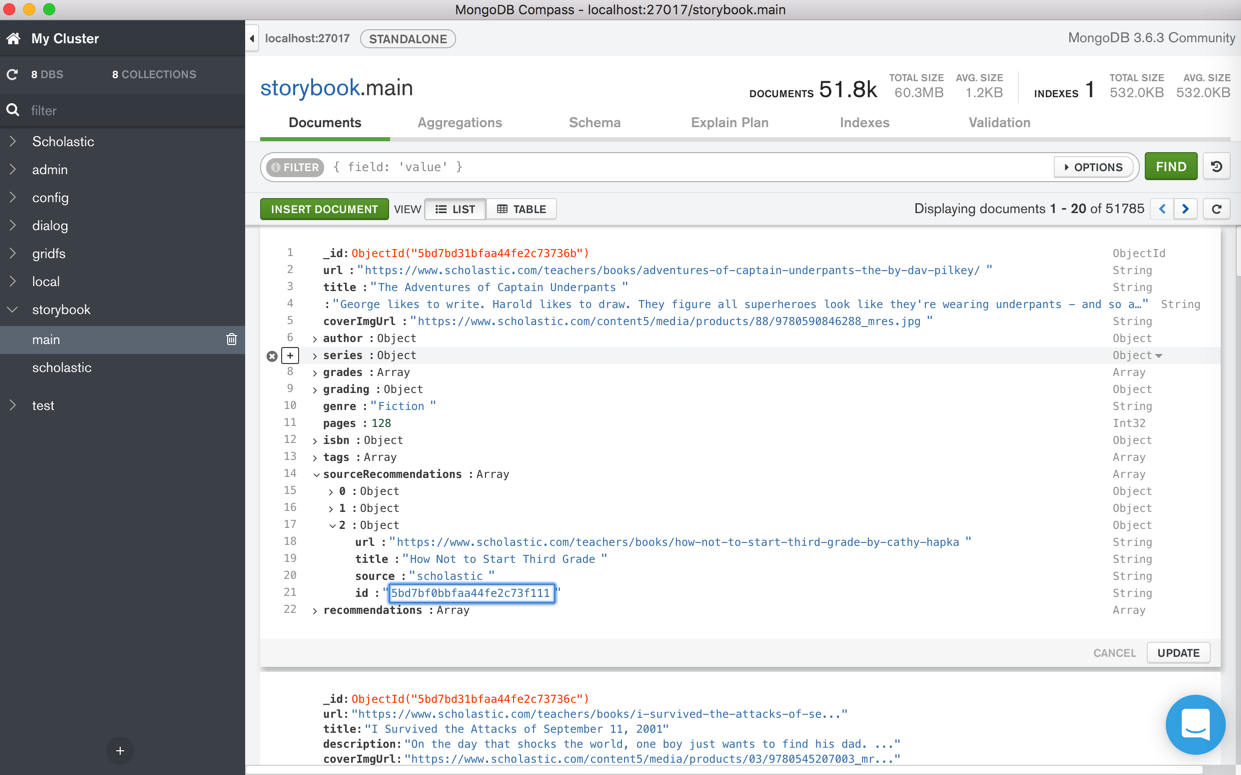 mongodb compass edit in place